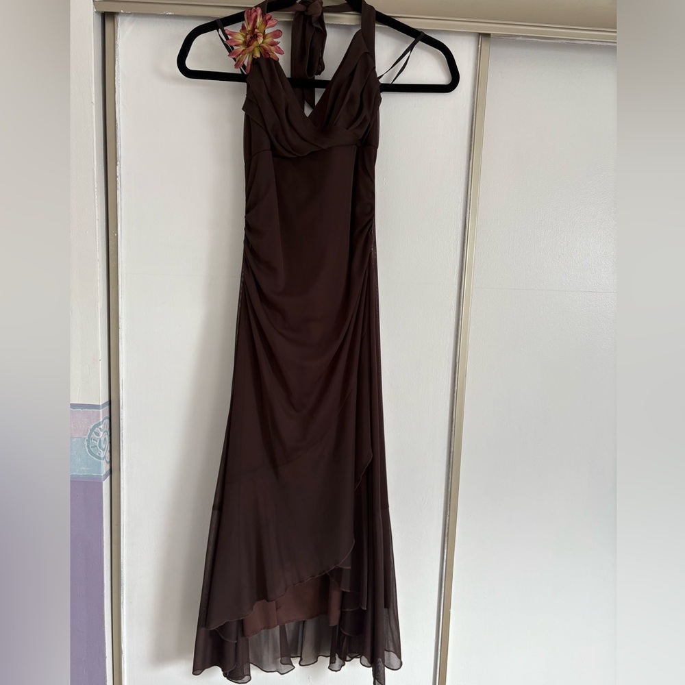 Ruby Rox Midi Brown Dress